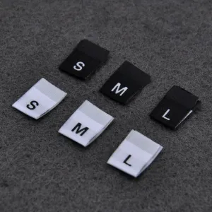 100 pcs Black White Woven Clothing Labels - Size Tags - F XS S M L XL XXL 3XL 4XL 5XL 6XL 7XL - Size Tabs - Folded Labels - Clothing T-Shirt