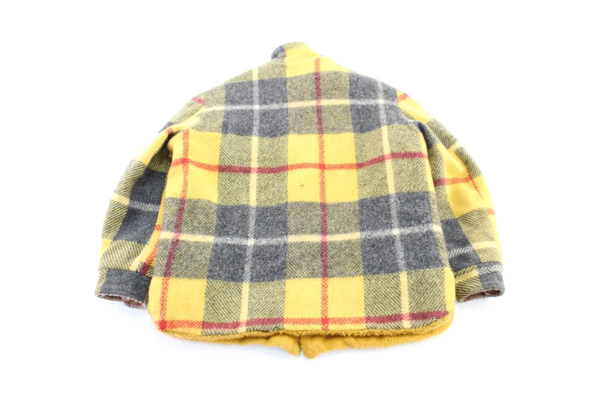 60's Rich Sher Yellow & Grey Plaid Coat