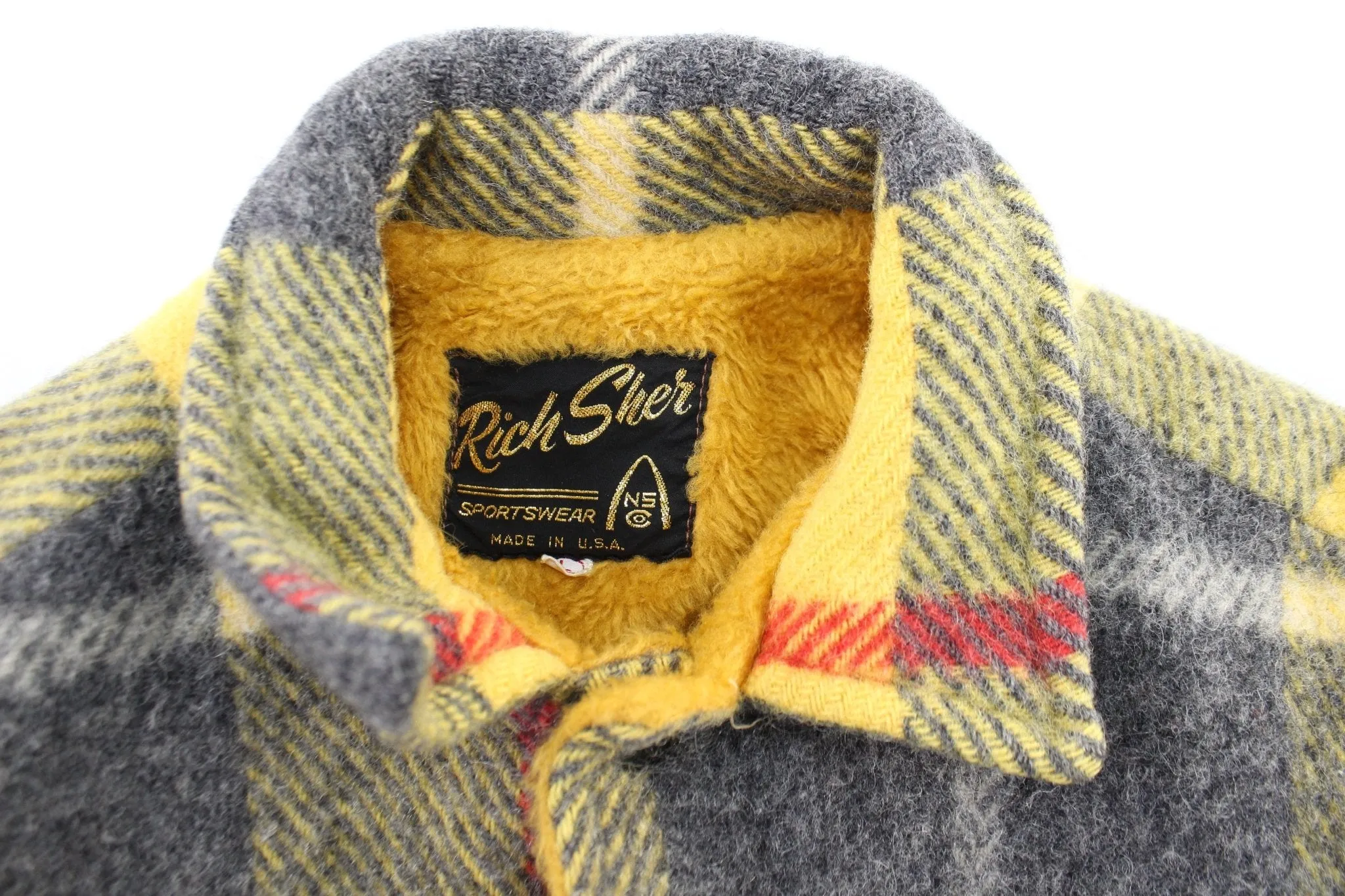 60's Rich Sher Yellow & Grey Plaid Coat