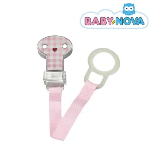 Baby Nova Pacifier Holder - Pink Checked