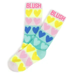 Billieblush Girls Striped Jacquard Heart Mid Socks