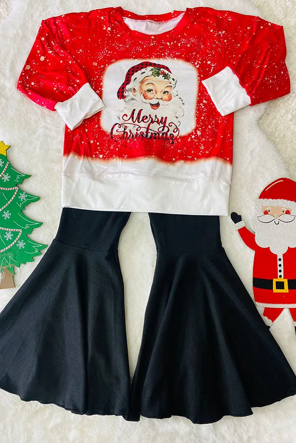 DLH2804  Merry Christmas pullover sweatershirt black pant girls outfit sets