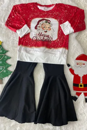 DLH2804  Merry Christmas pullover sweatershirt black pant girls outfit sets