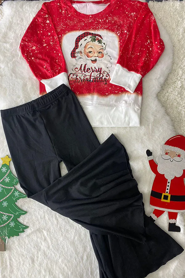 DLH2804  Merry Christmas pullover sweatershirt black pant girls outfit sets